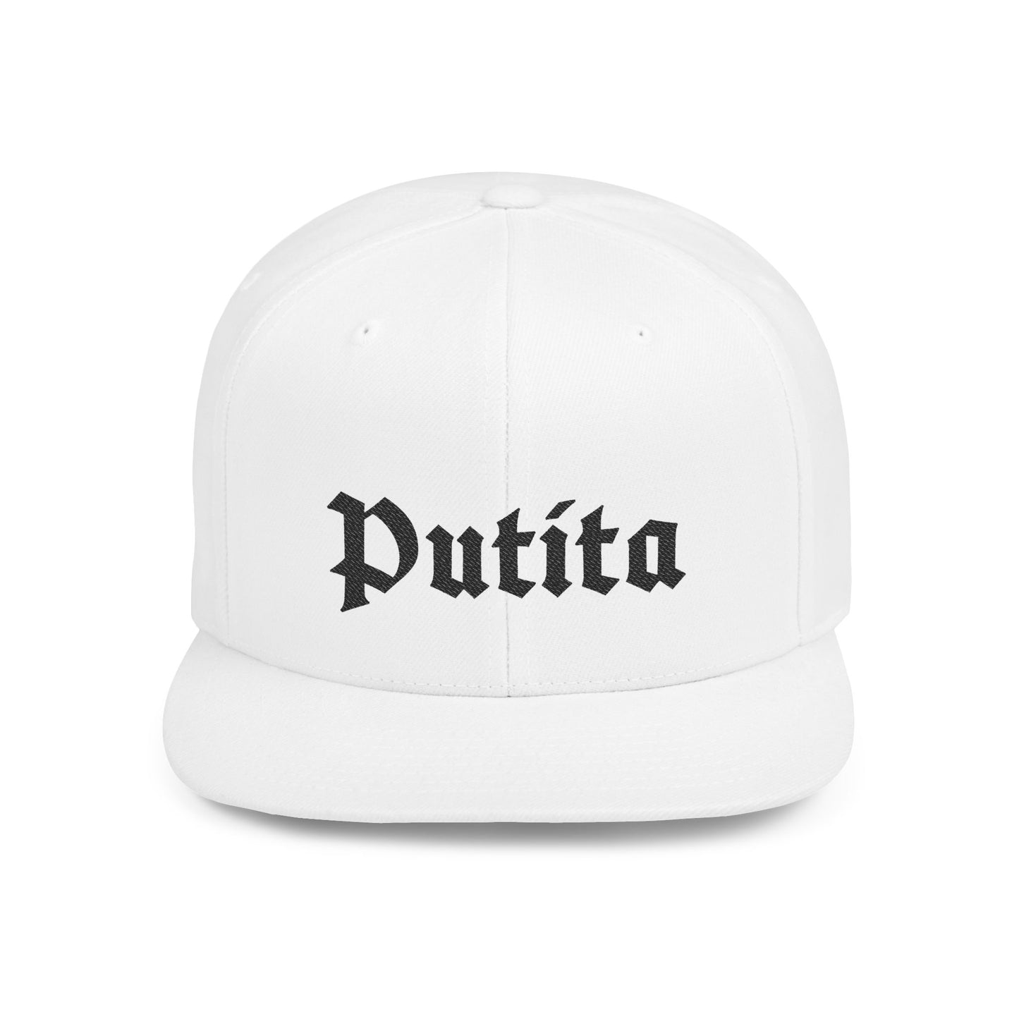 Putita - Old English - Flat Bill Snapback - Black Stitching