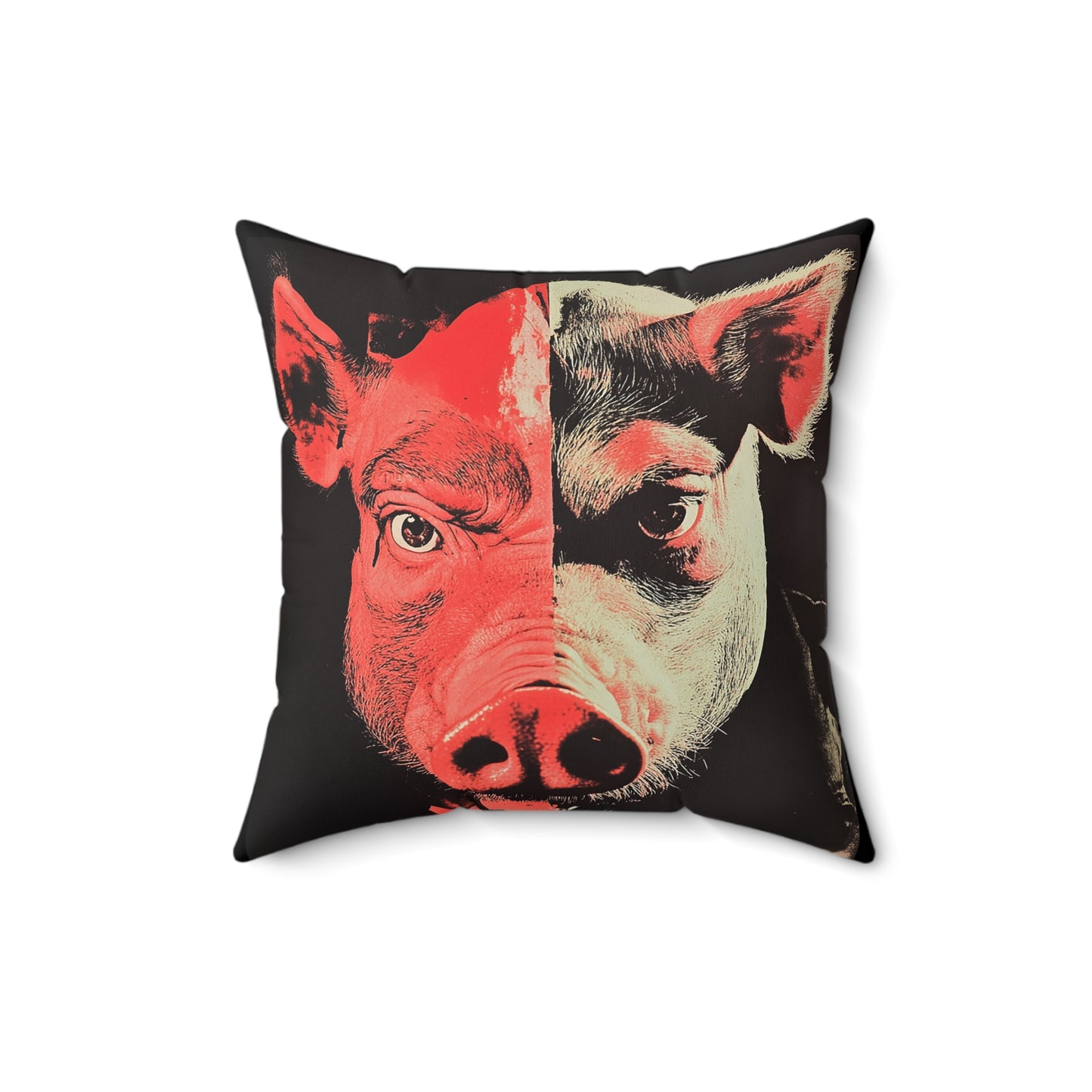 Pig Play Pillow, BDSM Dungeon Decor, Kinky Bedroom Cushion, Two Pigs Photo Art, Square Pillow