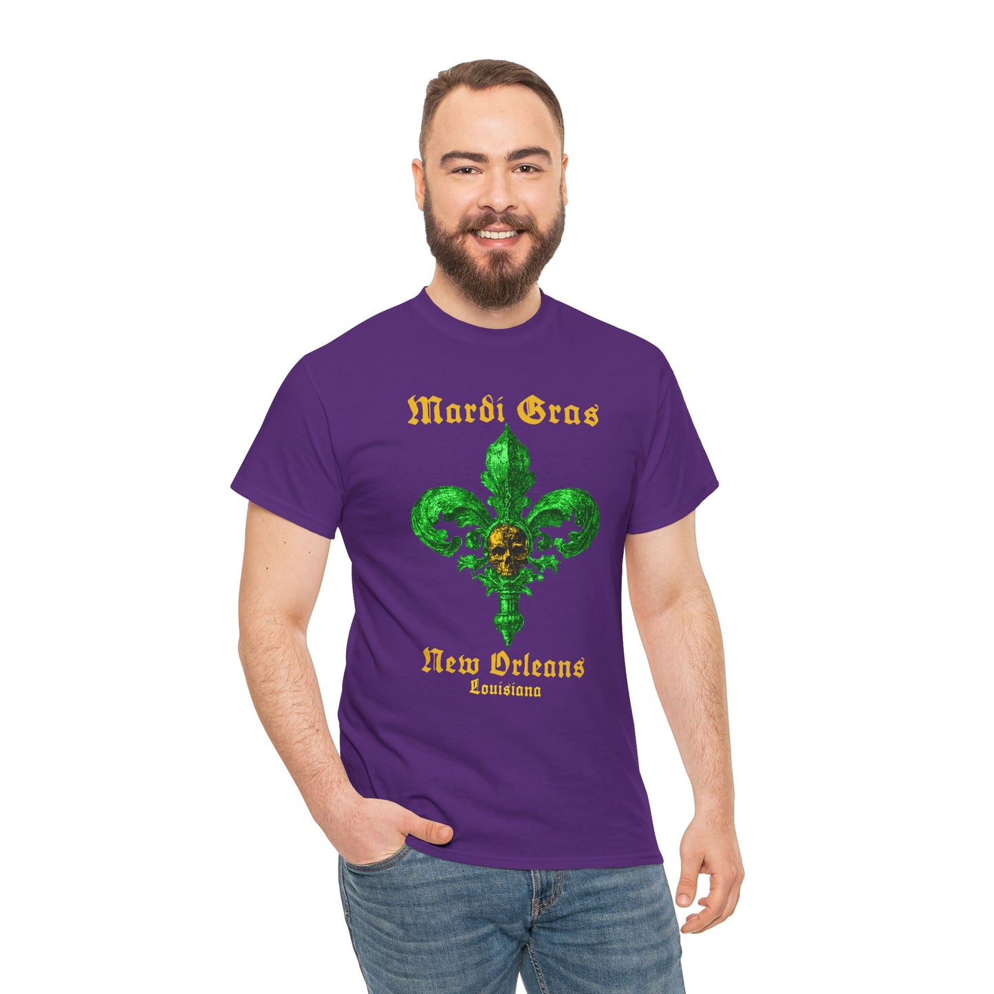 Mardi Gras Fleur-de-Lis Skull T-Shirt | New Orleans Graphic Tee