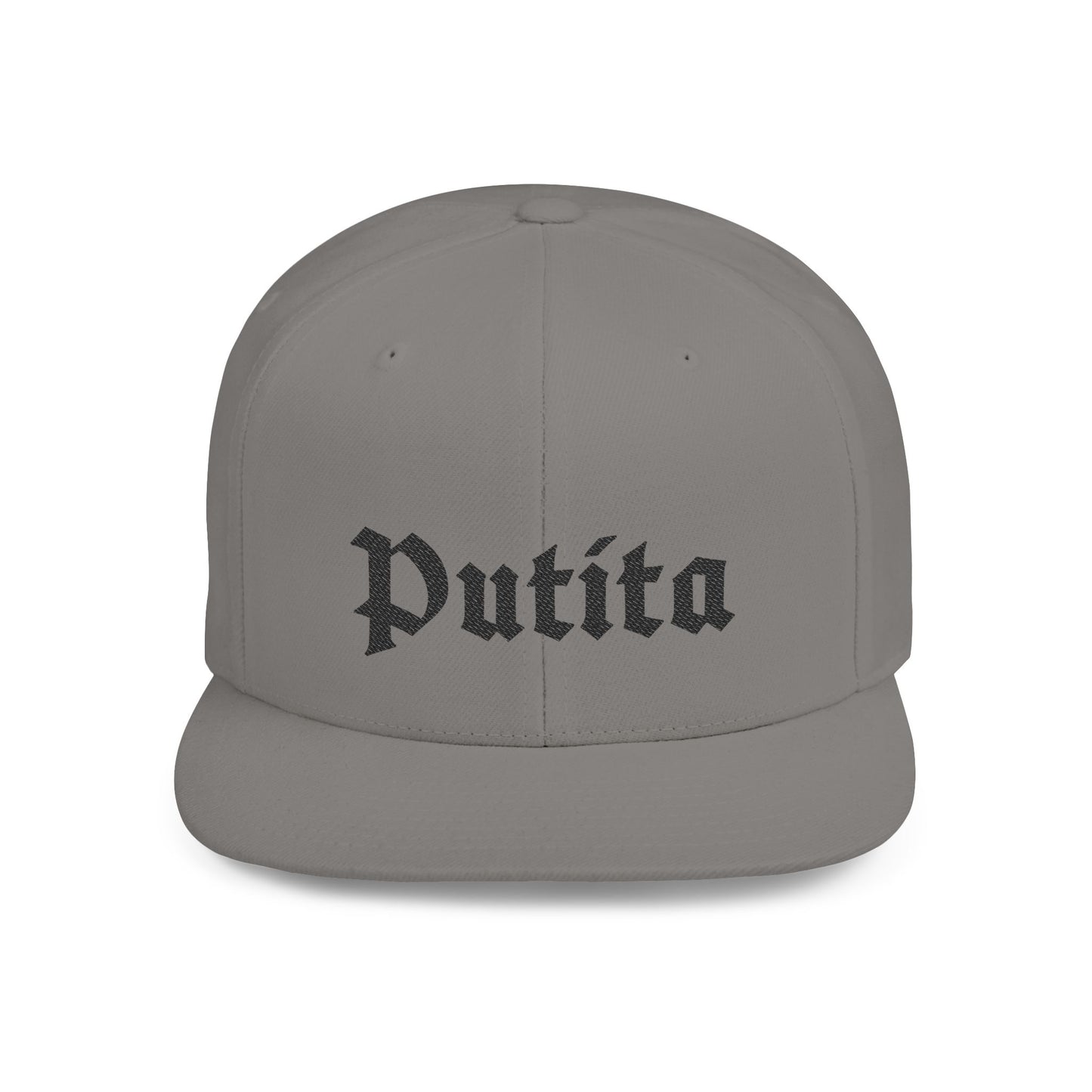 Putita - Old English - Flat Bill Snapback - Black Stitching