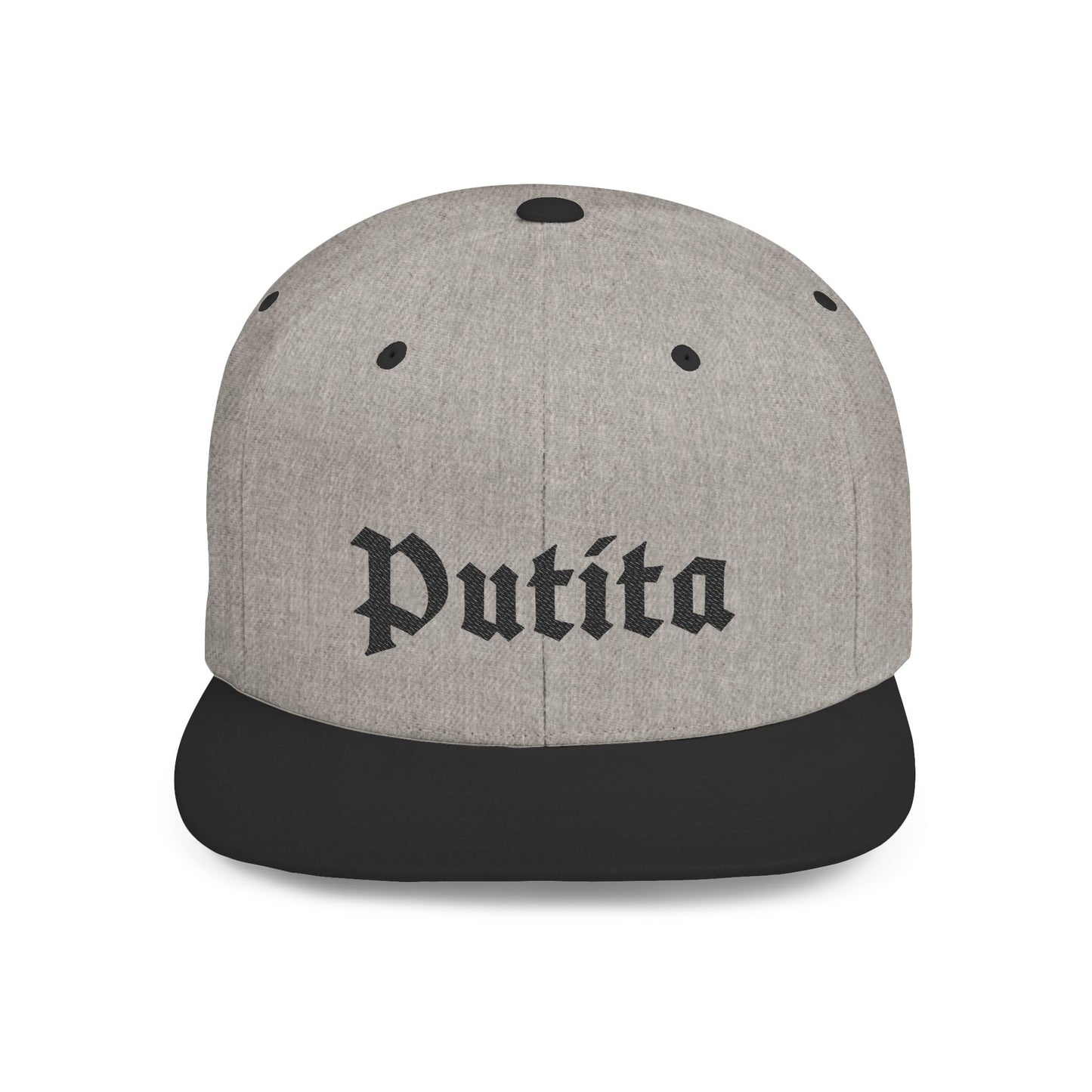 Putita - Old English - Flat Bill Snapback - Black Stitching