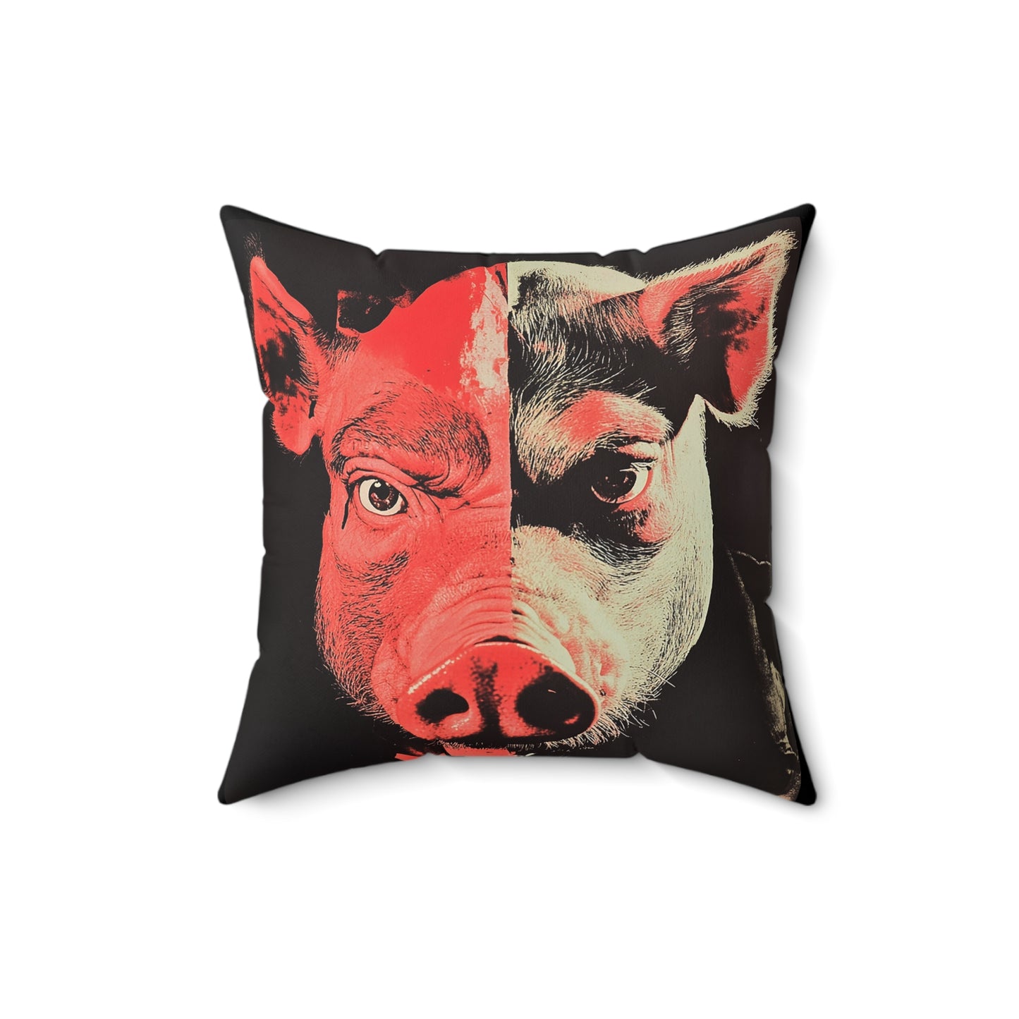 Pig Play Pillow, BDSM Dungeon Decor, Kinky Bedroom Cushion, Two Pigs Photo Art, Square Pillow