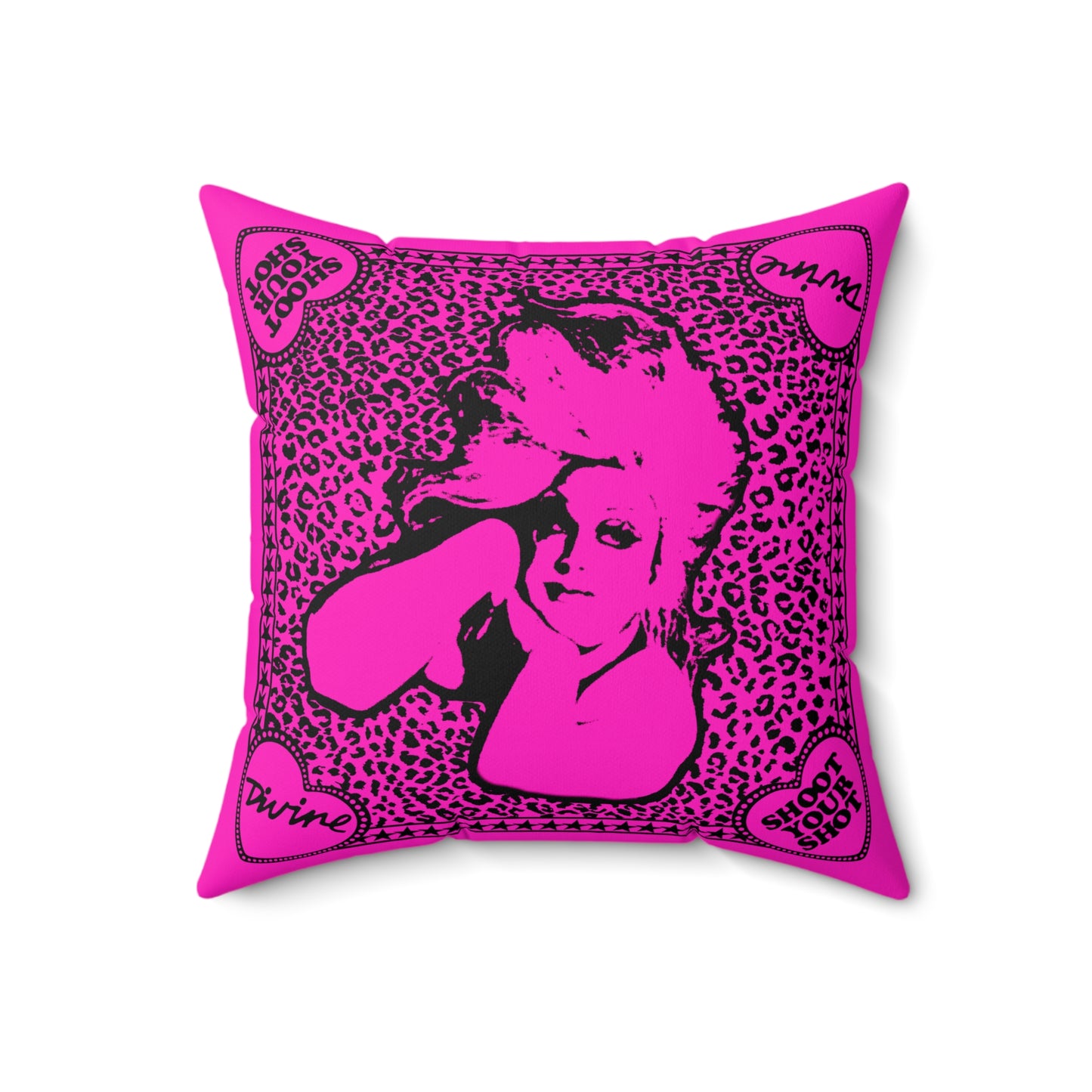 Divine Shoot Your Shot Pink Leopard Print - Pillow