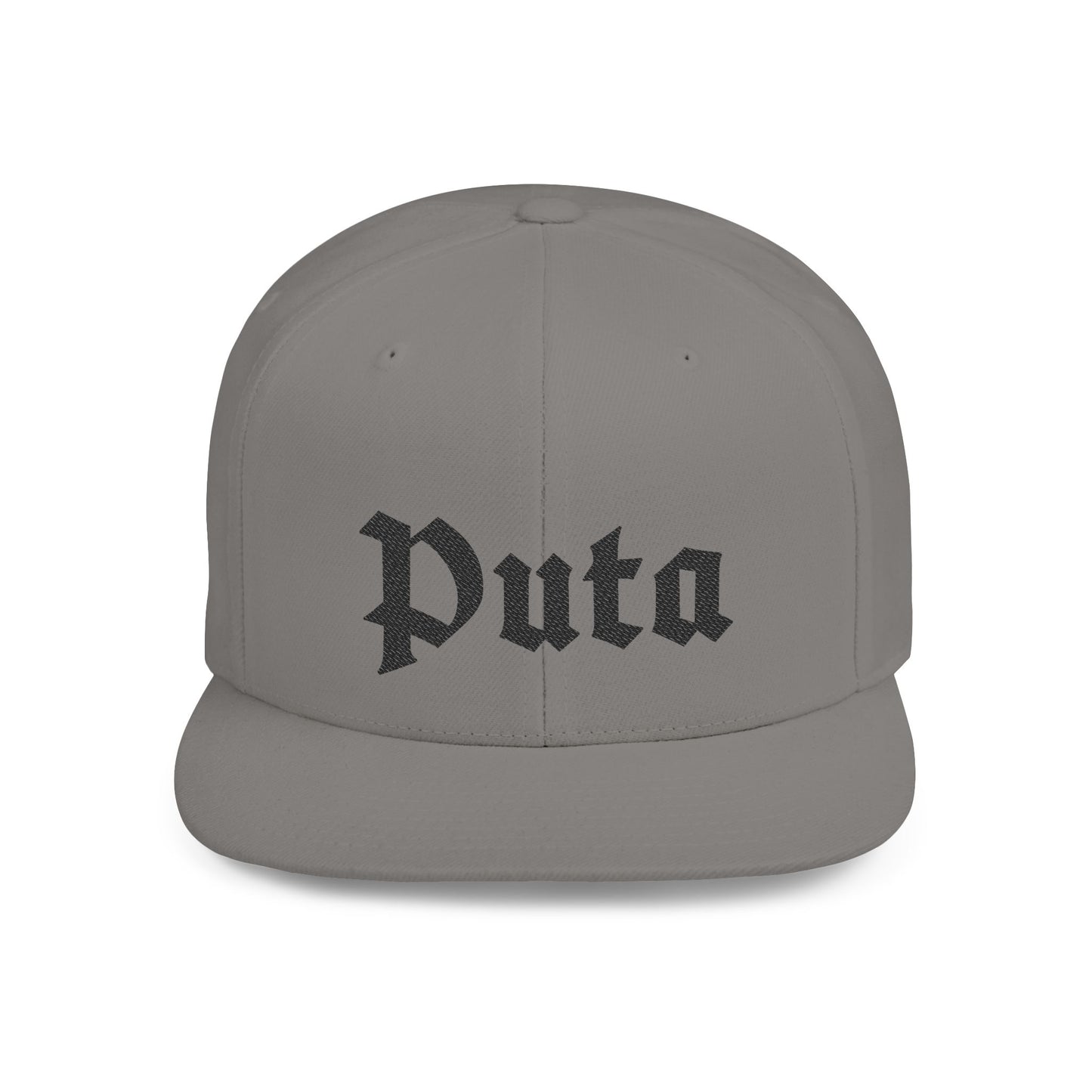 Puta - Old English - Flat Bill Snapback - Black Stitching