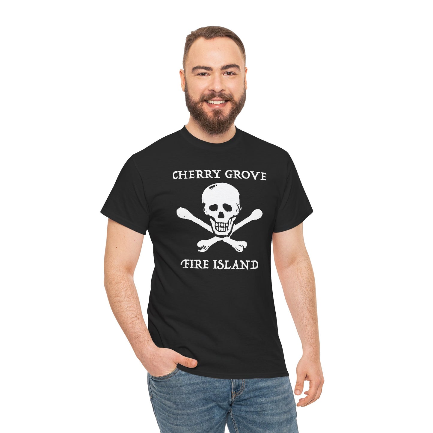 Cherry Grove Fire Island Skull Graphic T-Shirt