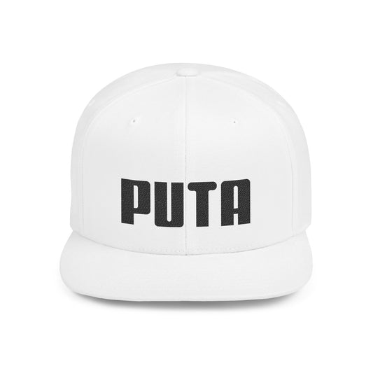 Puta - Black Stitching- Flat Bill Snapback Hat