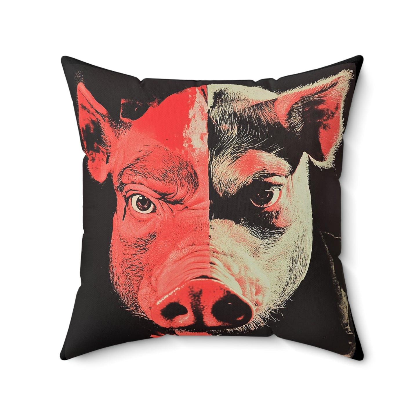 Pig Play Pillow, BDSM Dungeon Decor, Kinky Bedroom Cushion, Two Pigs Photo Art, Square Pillow