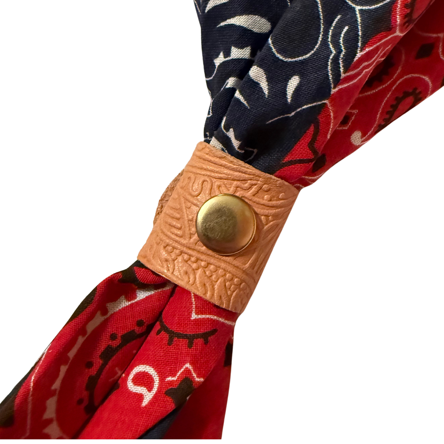 Leather Bandana Slide - Brass (Gold) Rivet & Snap