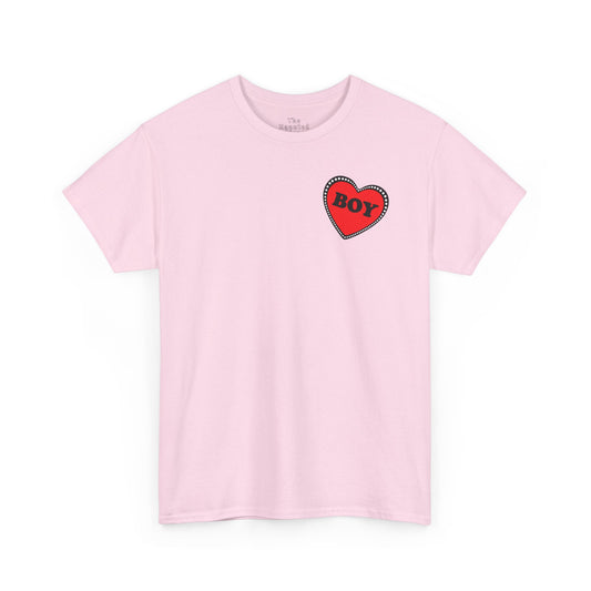 BOY Heart T-Shirt – Cute Queer Brat Tee with Red Heart Print