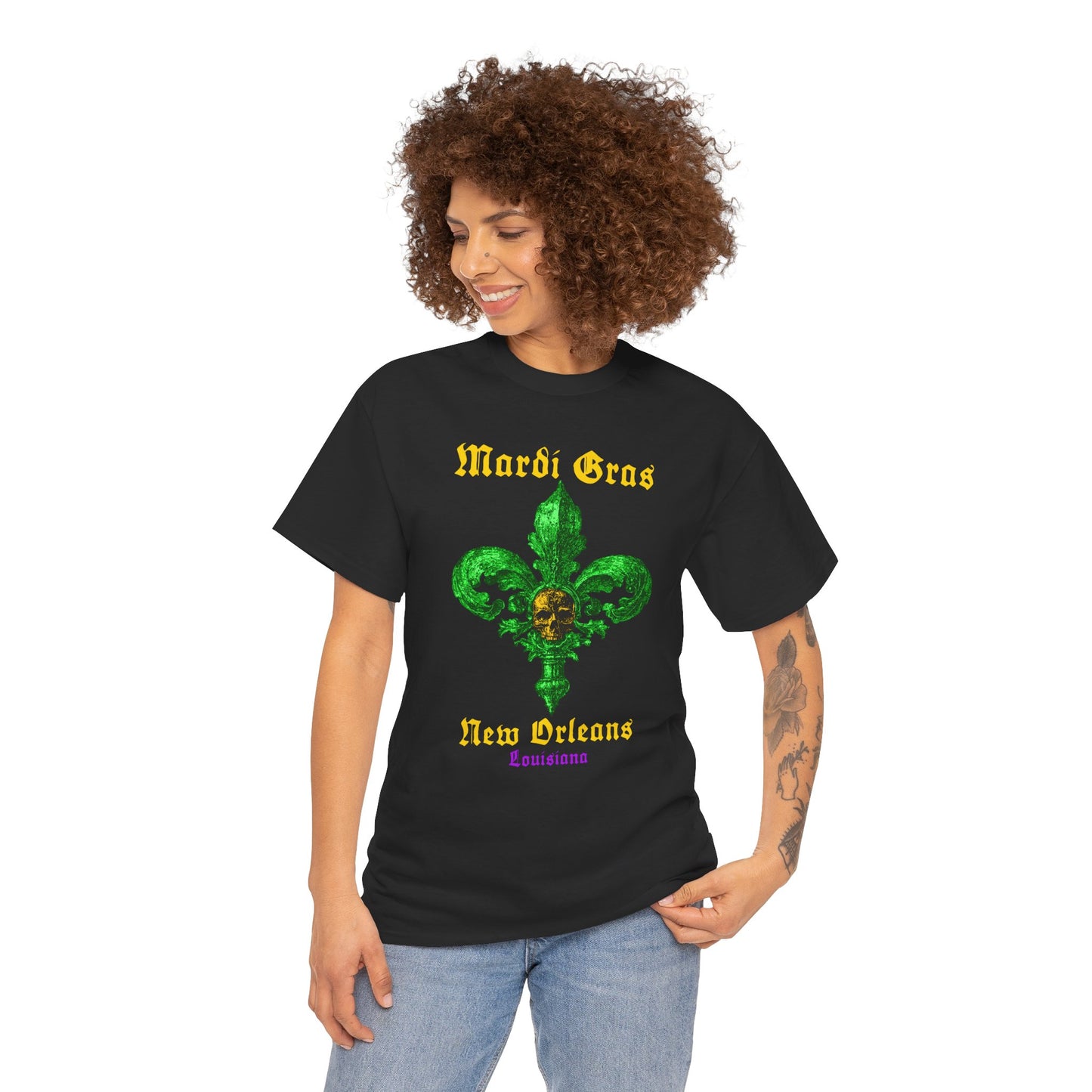 Mardi Gras Fleur-de-Lis Skull T-Shirt | New Orleans Graphic Tee