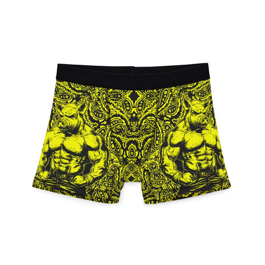 Pig Man - Yellow Paisley -  Men's Boxer Briefs