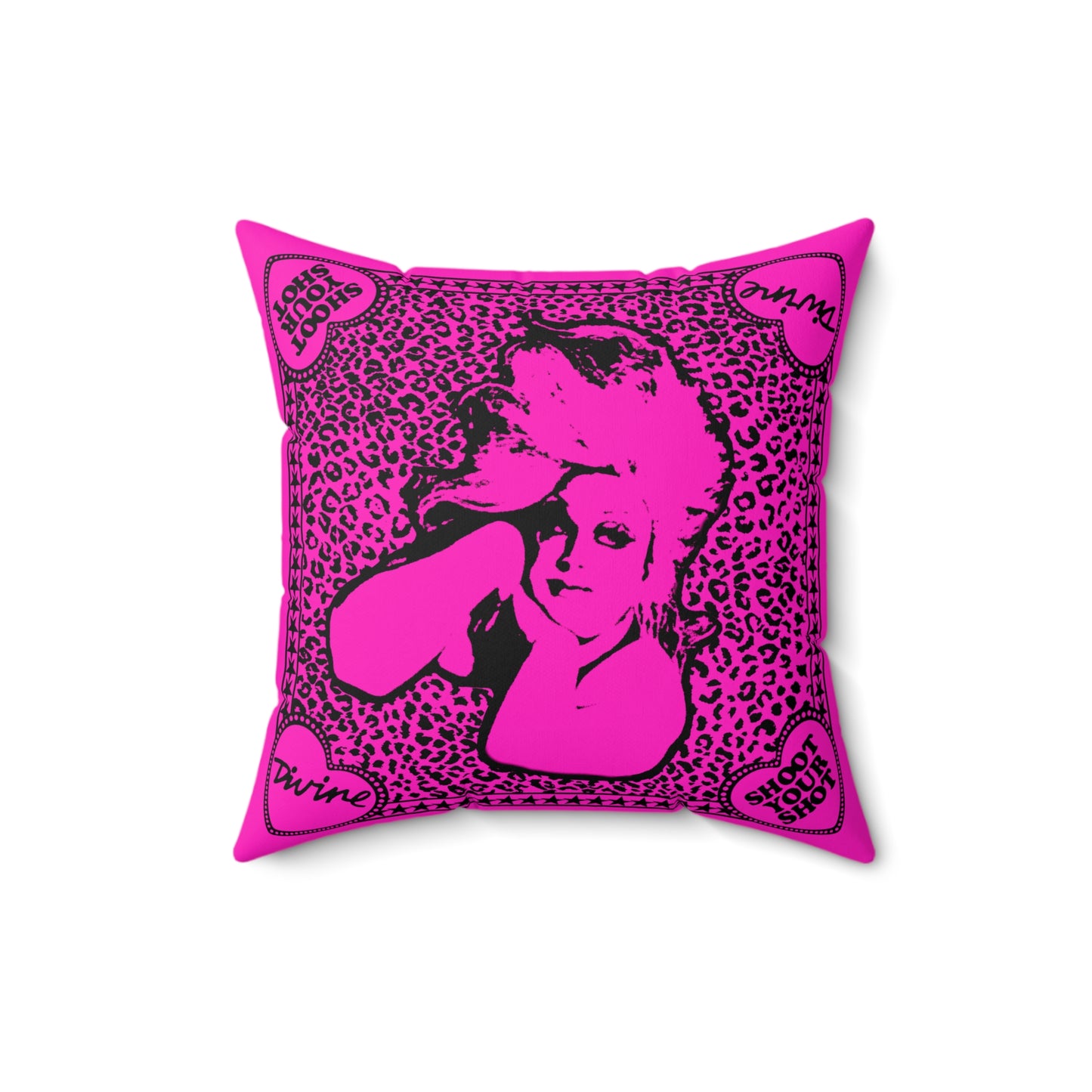 Divine Shoot Your Shot Pink Leopard Print - Pillow