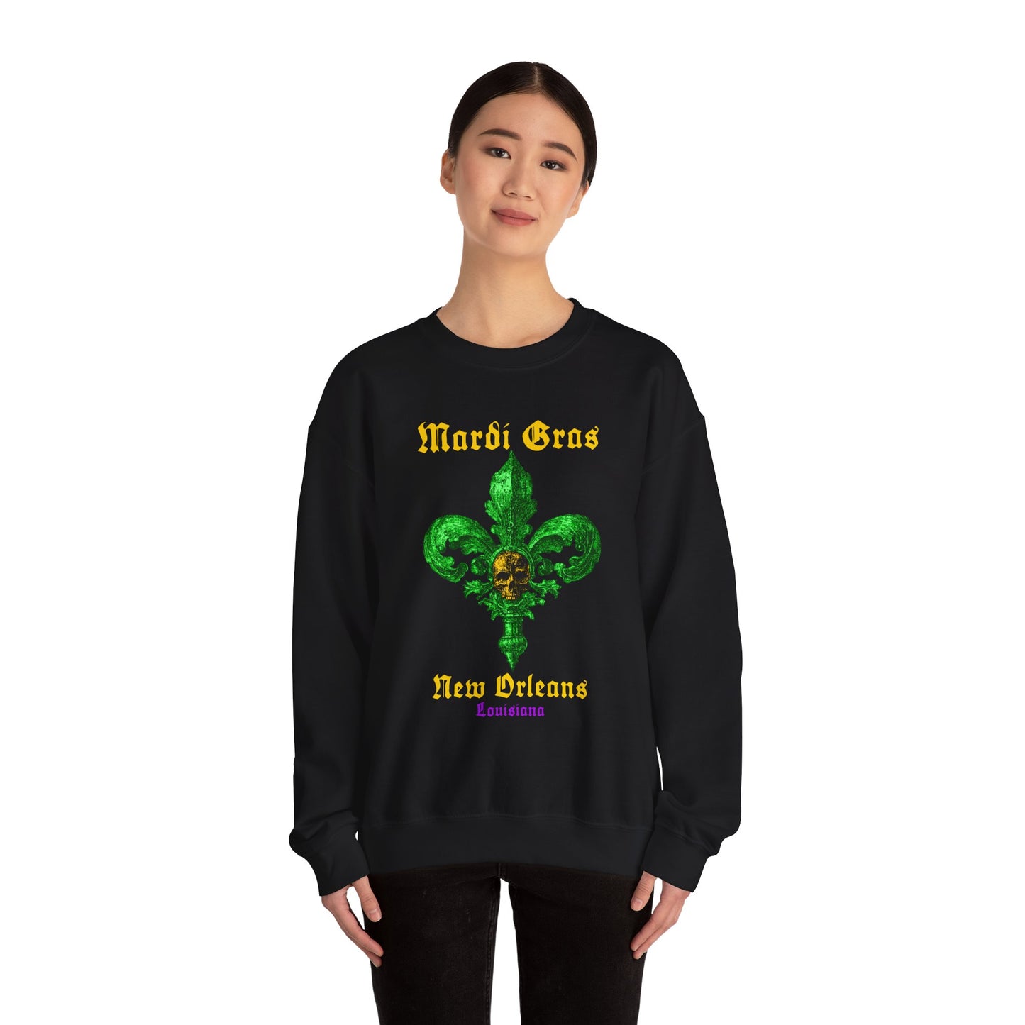 Mardi Gras Fleur De Lis with Skull - Sweatshirt