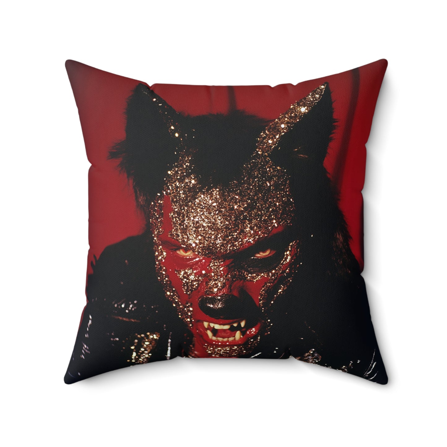 Pillow - Glam Rock Werewolf Horror Fashion Glitter Wolf Square Pillow