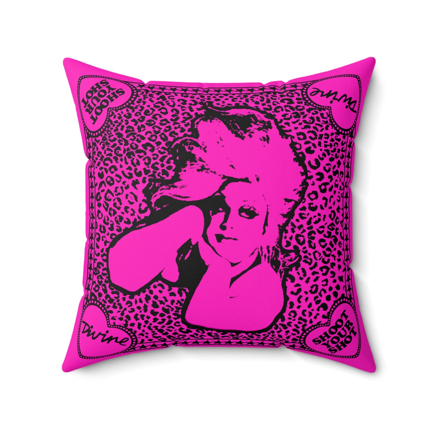 Divine Shoot Your Shot Pink Leopard Print - Pillow
