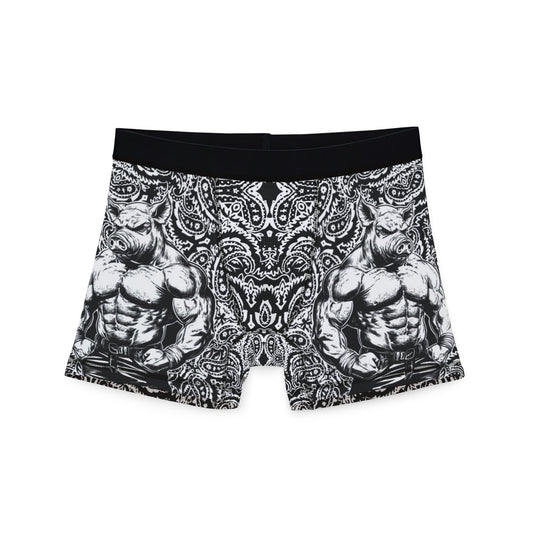 Pig Man - White Paisley -  Men's Boxer Briefs