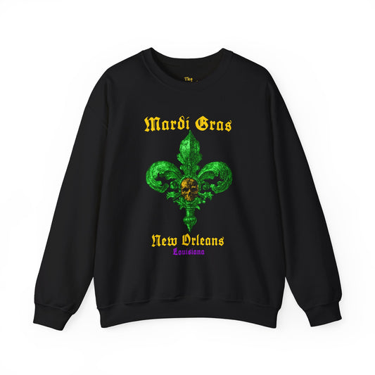 Mardi Gras Fleur De Lis with Skull - Sweatshirt