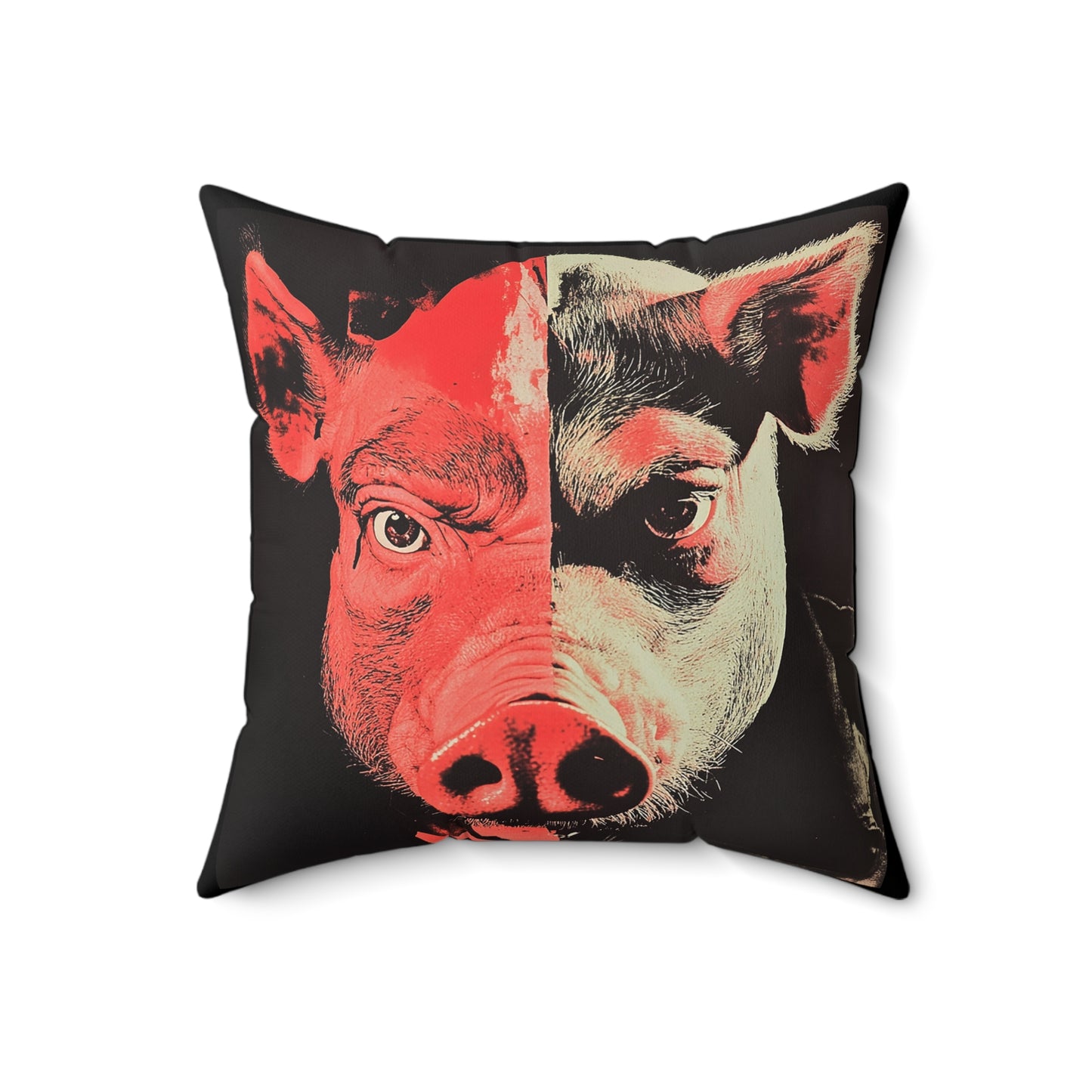 Pig Play Pillow, BDSM Dungeon Decor, Kinky Bedroom Cushion, Two Pigs Photo Art, Square Pillow
