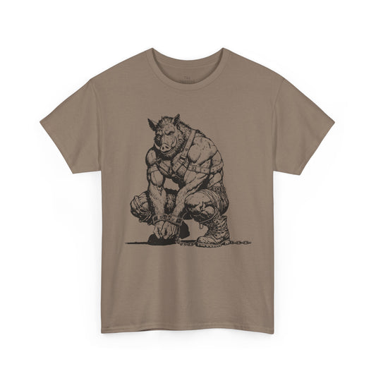 Harnessed Boar Illustration Graphic T-Shirt