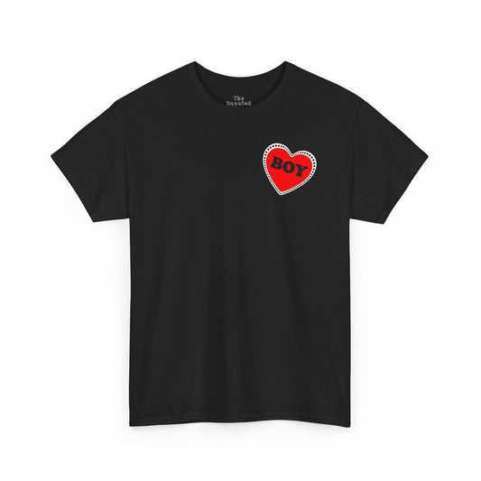 BOY Heart T-Shirt – Cute Queer Brat Tee with Red Heart Print