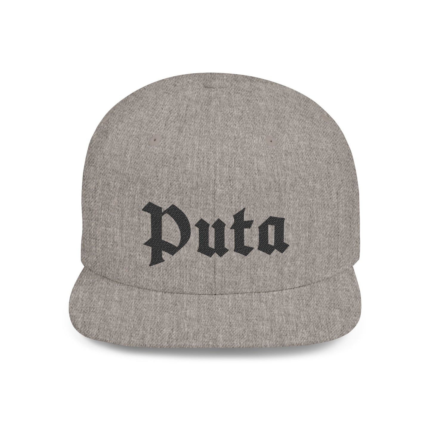 Puta - Old English - Flat Bill Snapback - Black Stitching
