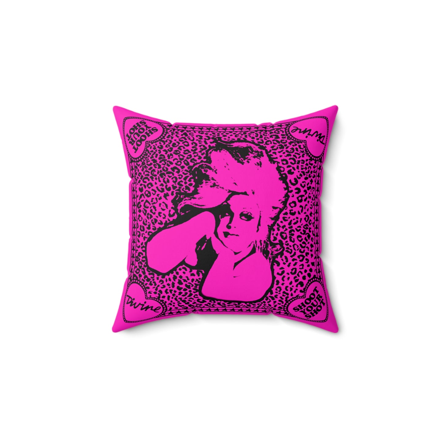 Divine Shoot Your Shot Pink Leopard Print - Pillow