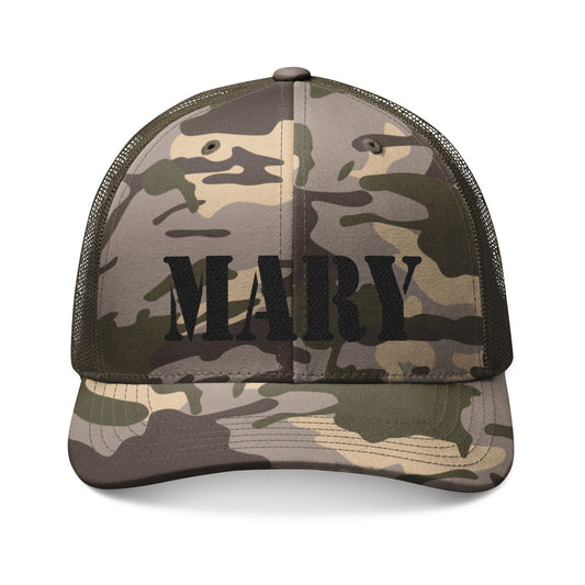 Mary - Embroidered Camouflage Trucker Hat