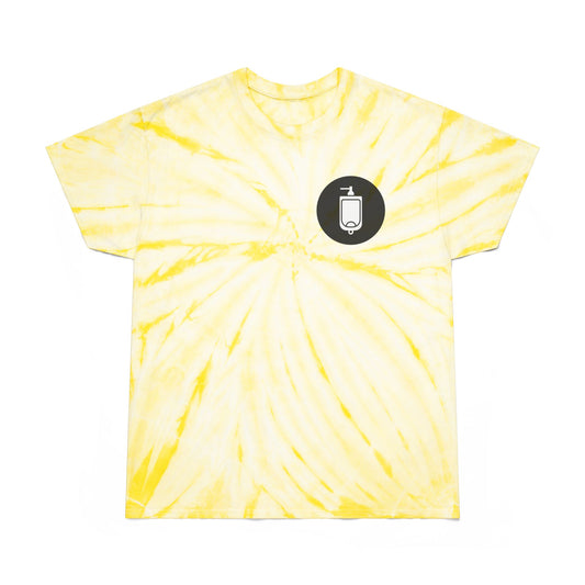 Yellow Tie-Dye Graphic Tee with Urinal Icon