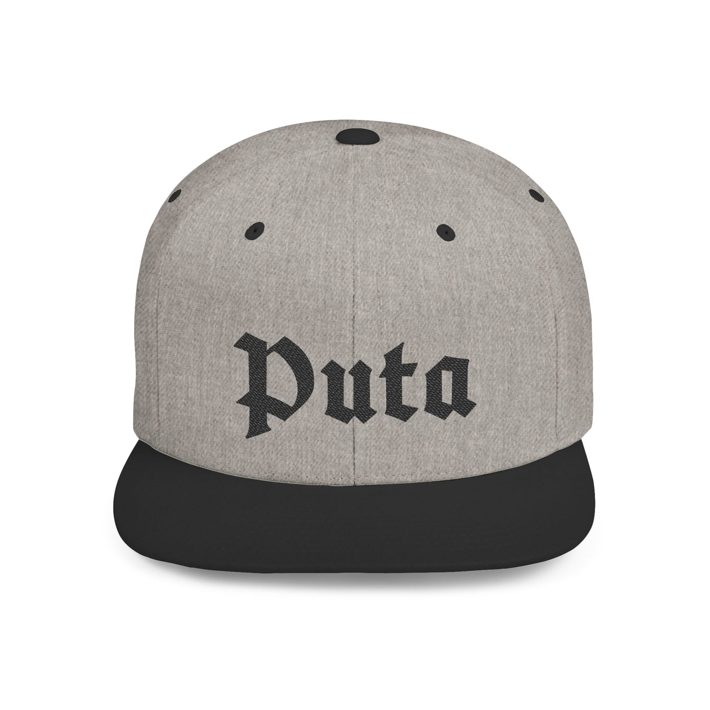 Puta - Old English - Flat Bill Snapback - Black Stitching