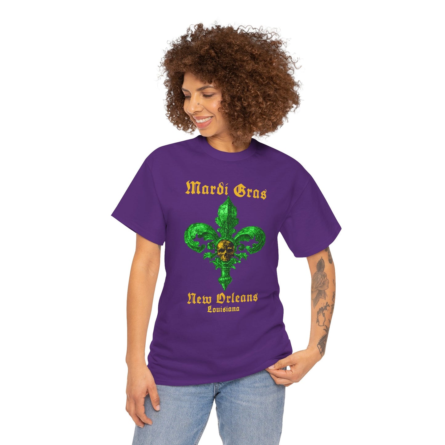Mardi Gras Fleur-de-Lis Skull T-Shirt | New Orleans Graphic Tee
