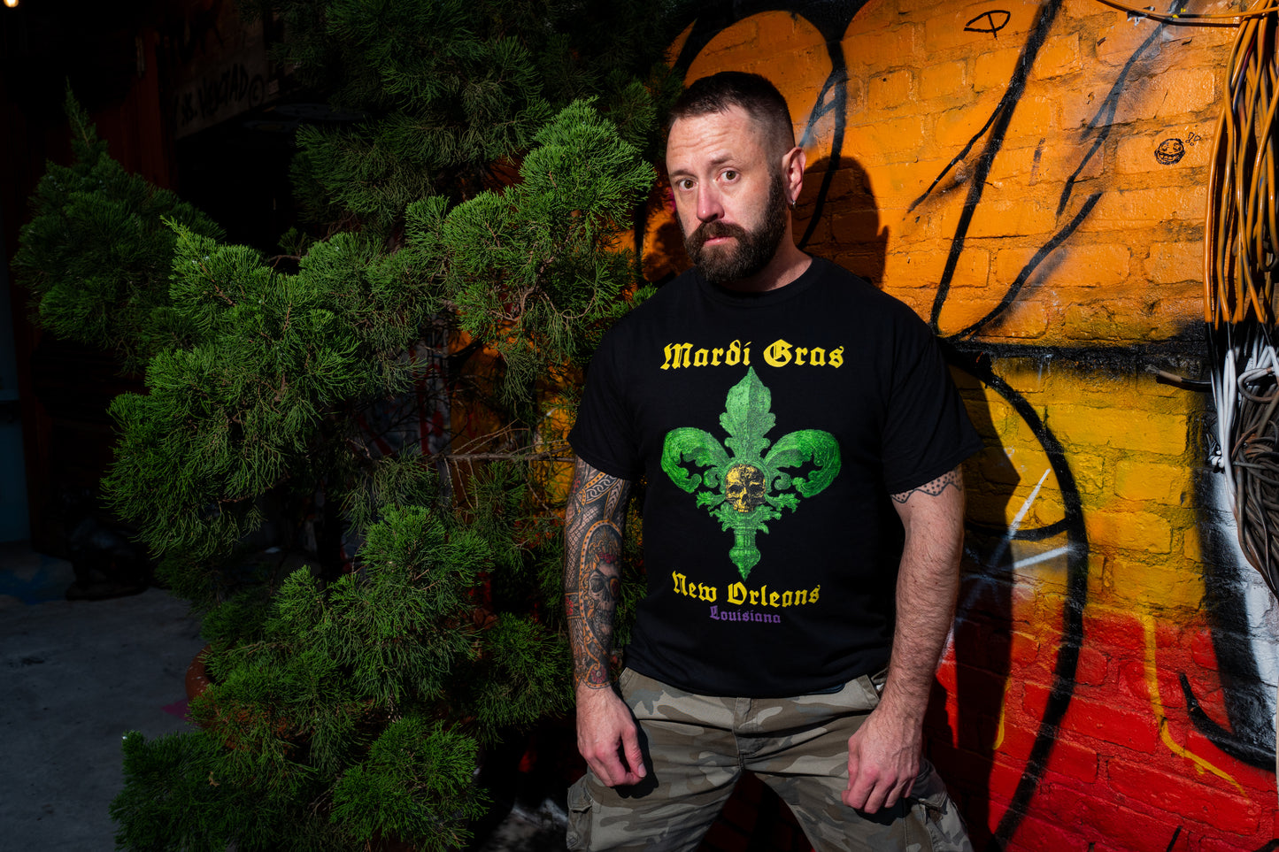 Mardi Gras Fleur-de-Lis Skull T-Shirt | New Orleans Graphic Tee