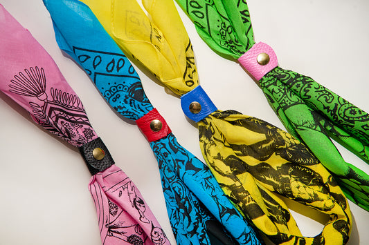 Leather Bandana Slide - Brass (Gold) Rivet & Snap
