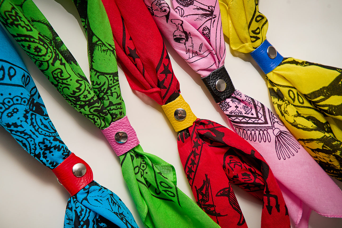 Leather Bandana Slide - Nickel (Silver) Rivet & Snap