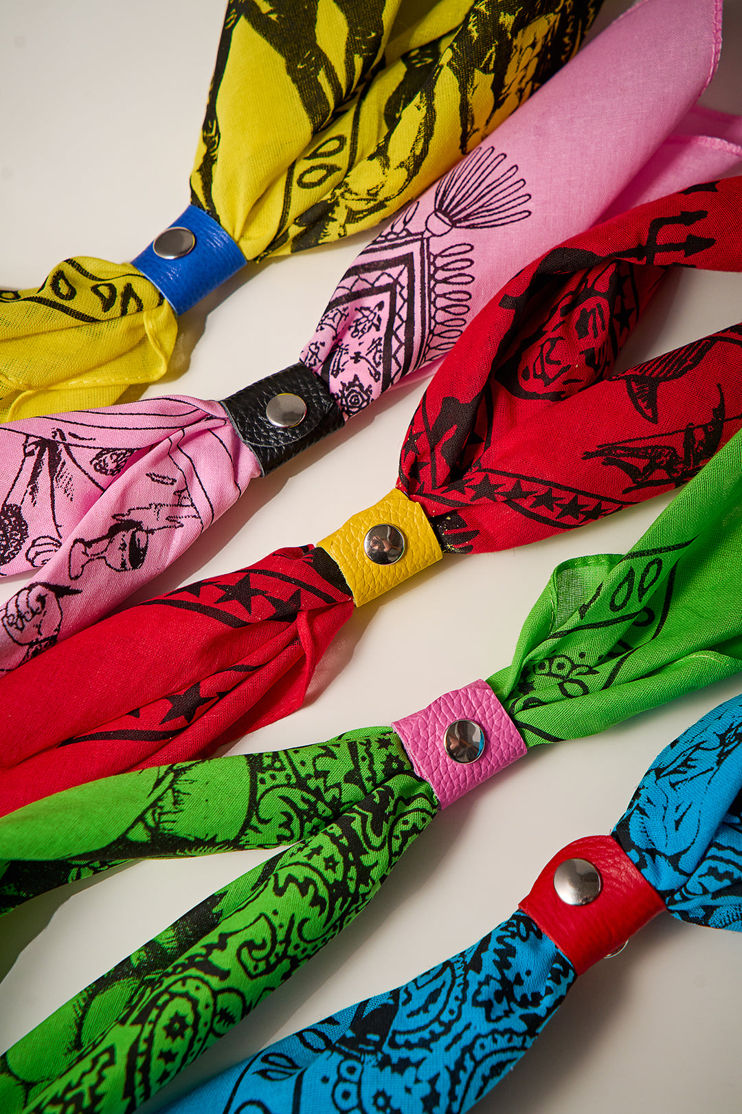 Leather Bandana Slide - Nickel (Silver) Rivet & Snap