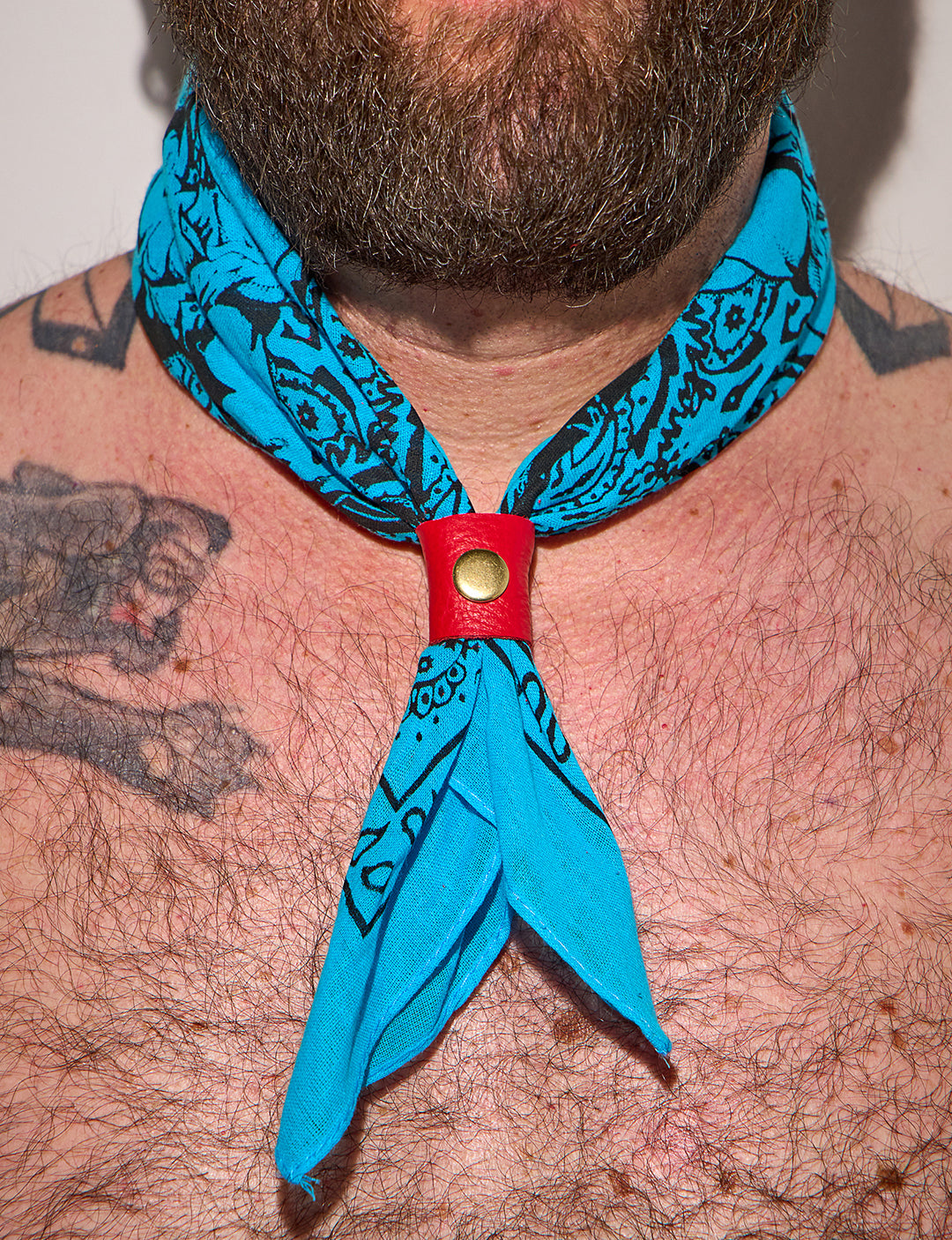 Leather Bandana Slide - Brass (Gold) Rivet & Snap