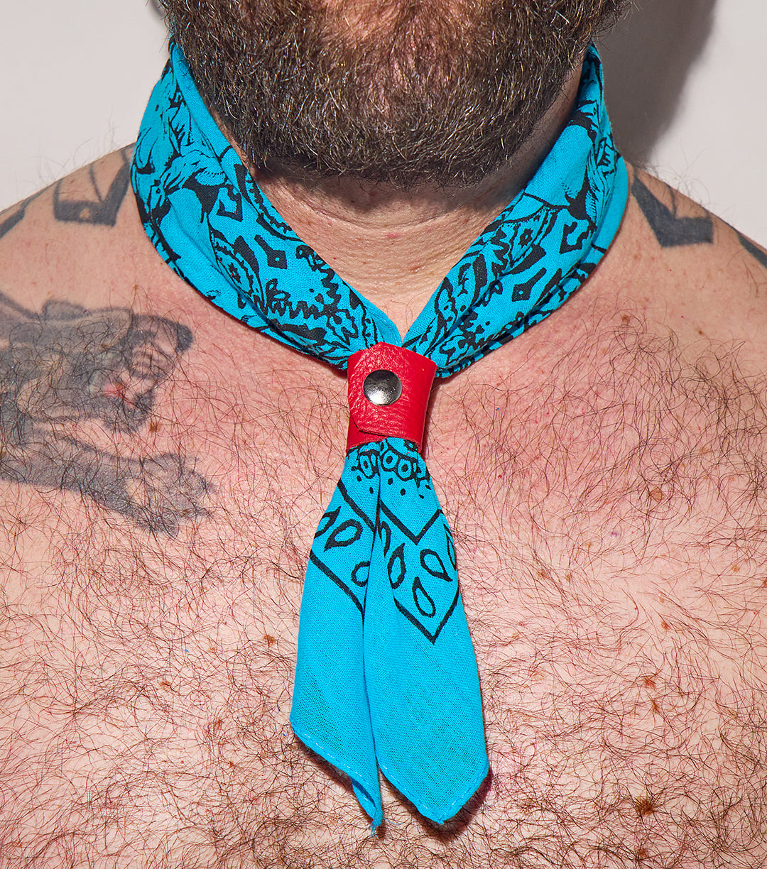 Leather Bandana Slide - Nickel (Silver) Rivet & Snap