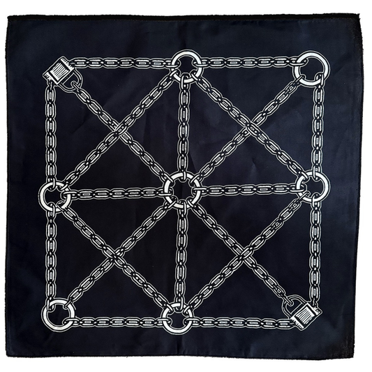 Chain & Padlock Grid Bandana - Silver
