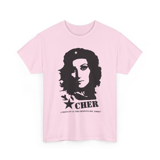 Cher portrait Life After Love lyric t-shirt in light pink