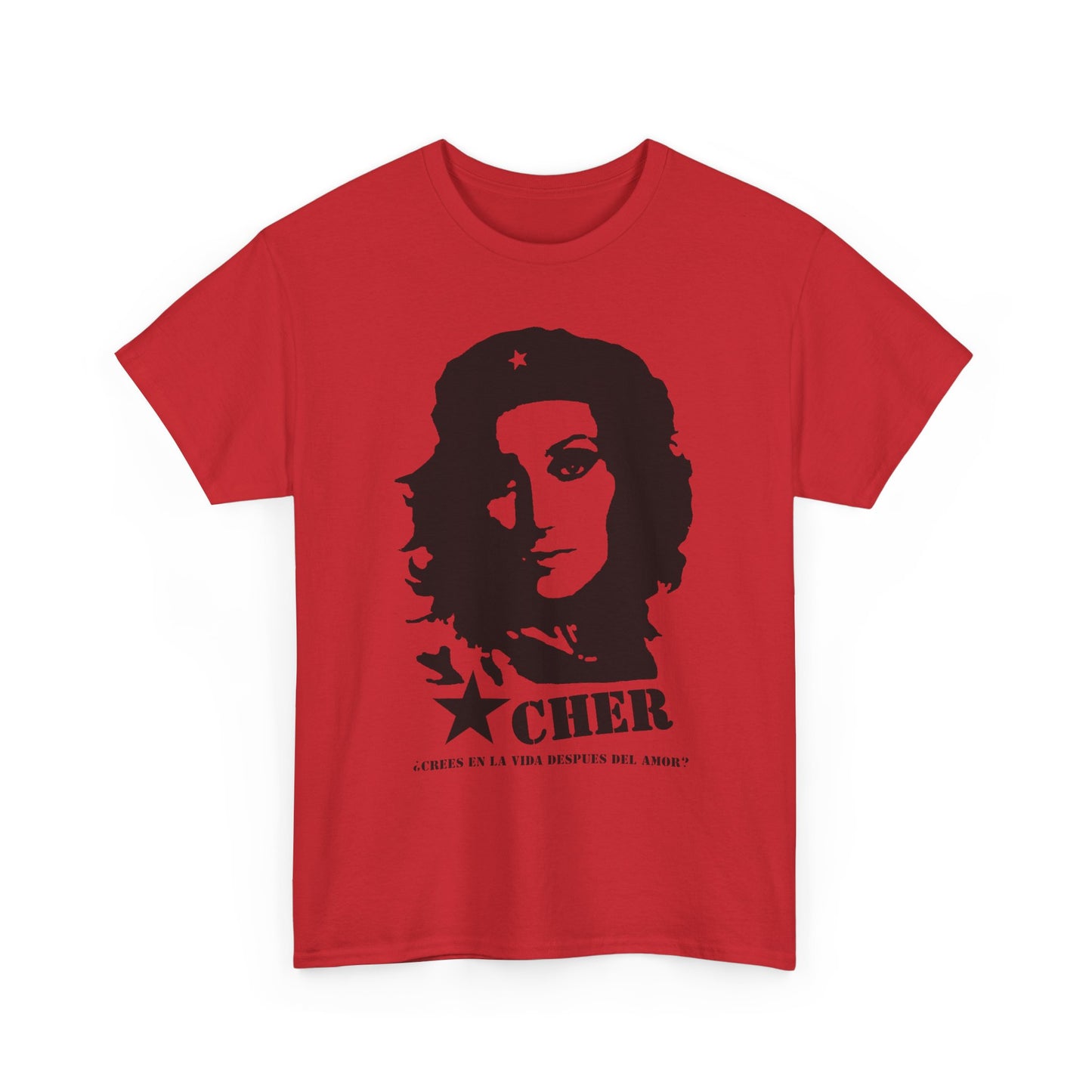 Cher portrait Life After Love lyric t-shirt in red