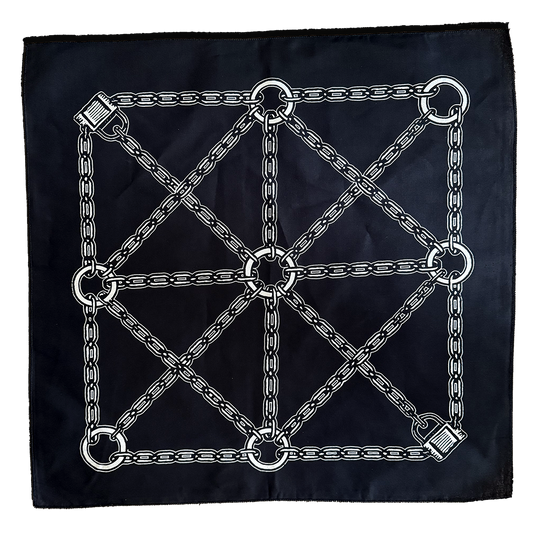 Chain & Padlock Grid Bandana - Silver