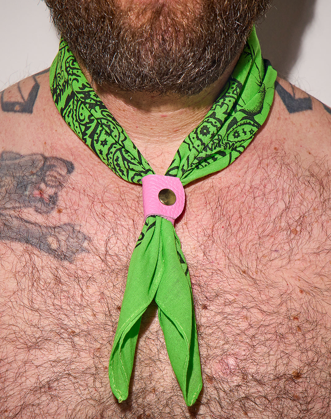 Leather Bandana Slide - Brass (Gold) Rivet & Snap