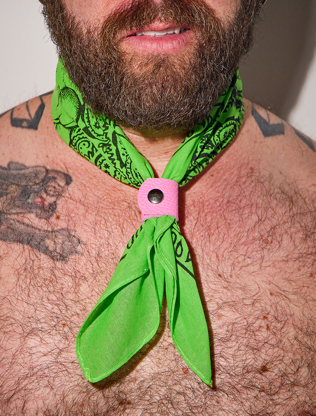 Leather Bandana Slide - Nickel (Silver) Rivet & Snap