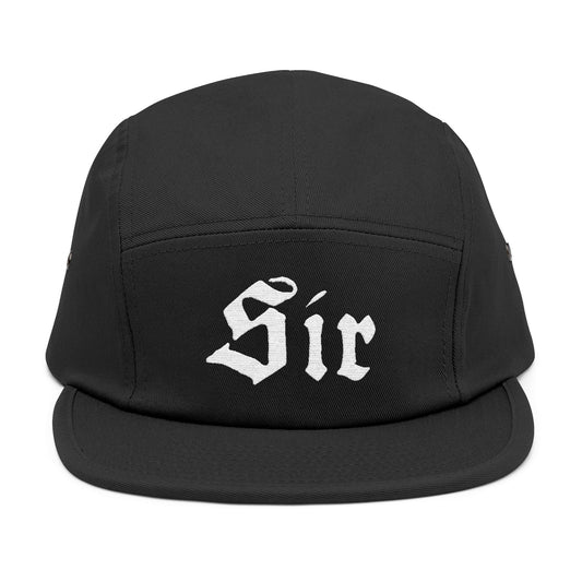 Black cap with 'Sir' embroidered on the front against a white background